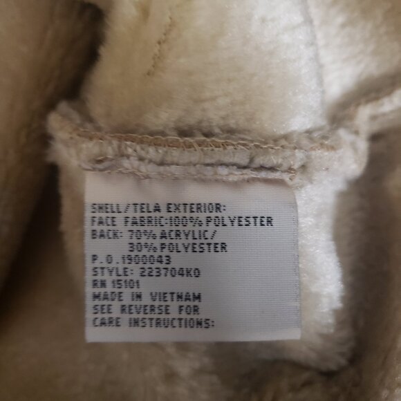 Mulberry Street Hooded Coat XL Faux Suede Faux Fur Lined Zip Vintage Camel Tan - Picture 8 of 9